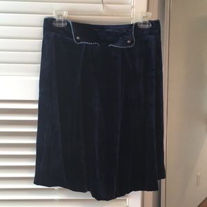 Zac Posen midnight blue velvet skirt